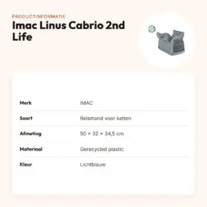 Imac reismand Linus Cabrio 2nd Life gerecycled lichtblauw 50 x 32 x 34,5 cm – productinformatie