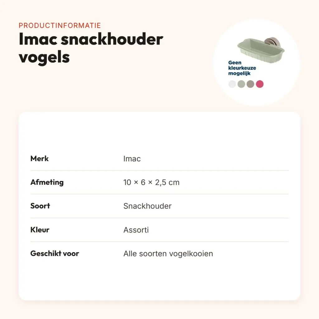 Imac snackhouder voor vogels 10 x 6 x 2,5 cm – assorti – productinformatie