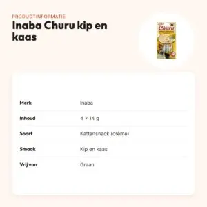 Inaba Churu kattensnack kip en kaas 4 x 14 g – crème in verdeelzakjes – productinformatie