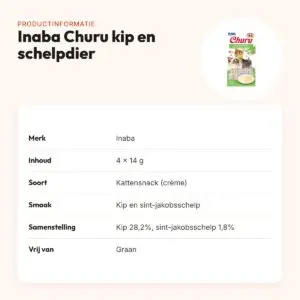 Inaba Churu kattensnack kip en sint-jakobsschelp 4 x 14 g – productinformatie