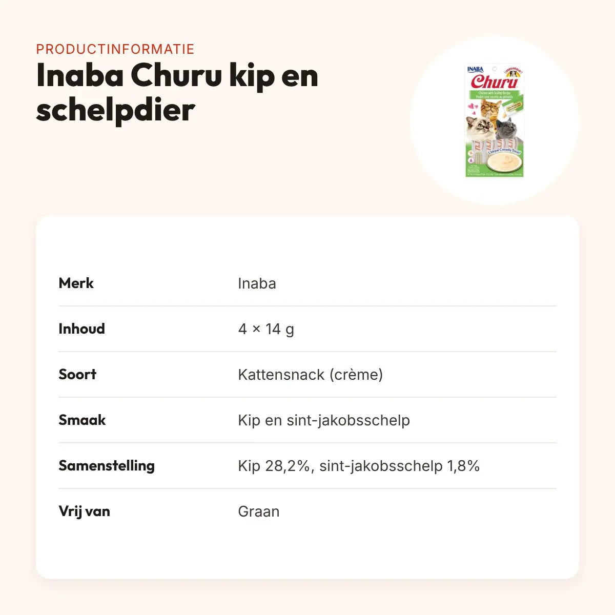 Inaba Churu kattensnack kip en sint-jakobsschelp 4 x 14 g – productinformatie