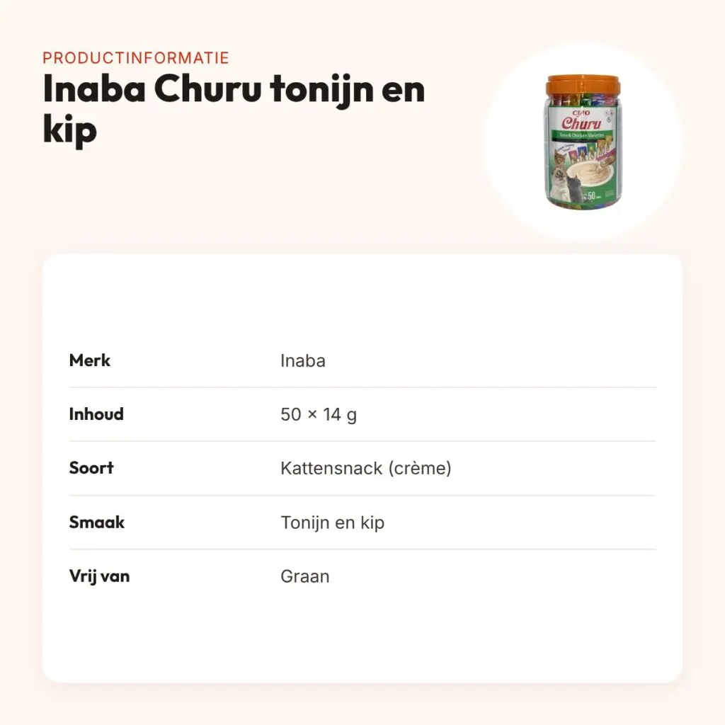 Inaba Churu kattensnack tonijn en kip 50 x 14 g – graanvrije multipack – productinformatie