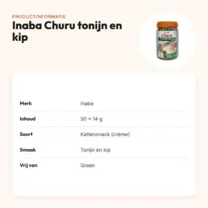 Inaba Churu kattensnack tonijn en kip 50 x 14 g – graanvrije multipack – productinformatie