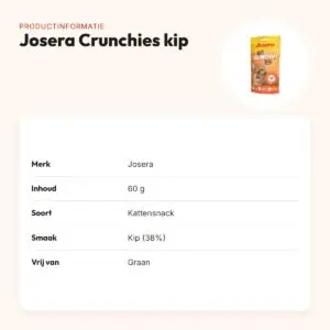 Josera Crunchies kip kattensnack 60 g – graanvrij – productinformatie