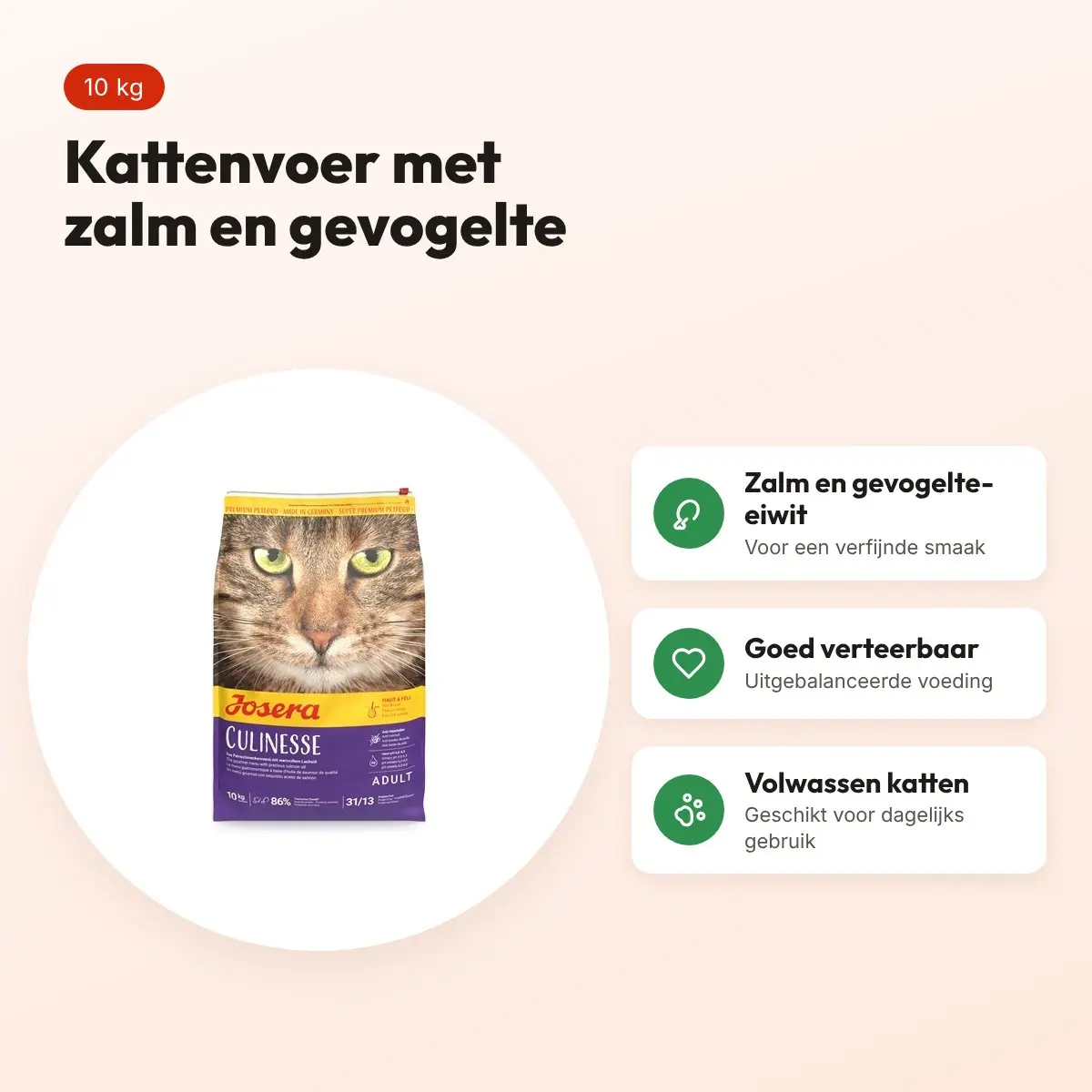 Josera Culinesse kattenvoer Zalm & Gevogelte 10 kg – voordelen