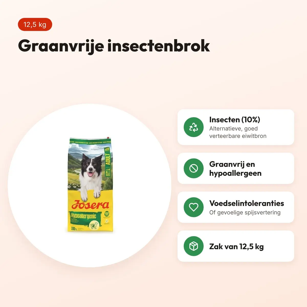 Josera hondenvoer Adult Hypoallergenic 12,5 kg – insecten, graanvrij – voordelen
