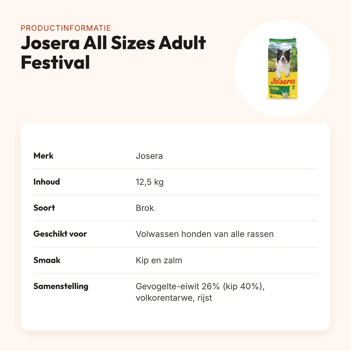 Josera hondenvoer All Sizes Adult Festival 12,5 kg – kip en zalm – productinformatie