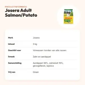 Josera hondenvoer All Sizes Adult Salmon/Potato 3 kg – zalm, graanvrij – productinformatie