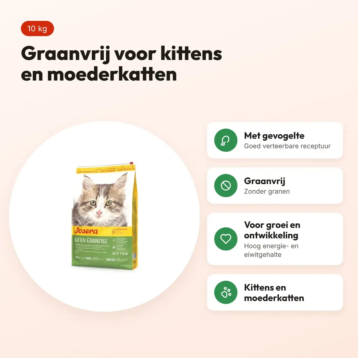 Josera Kitten Grainfree kattenvoer 10 kg – graanvrij, met gevogelte – voordelen