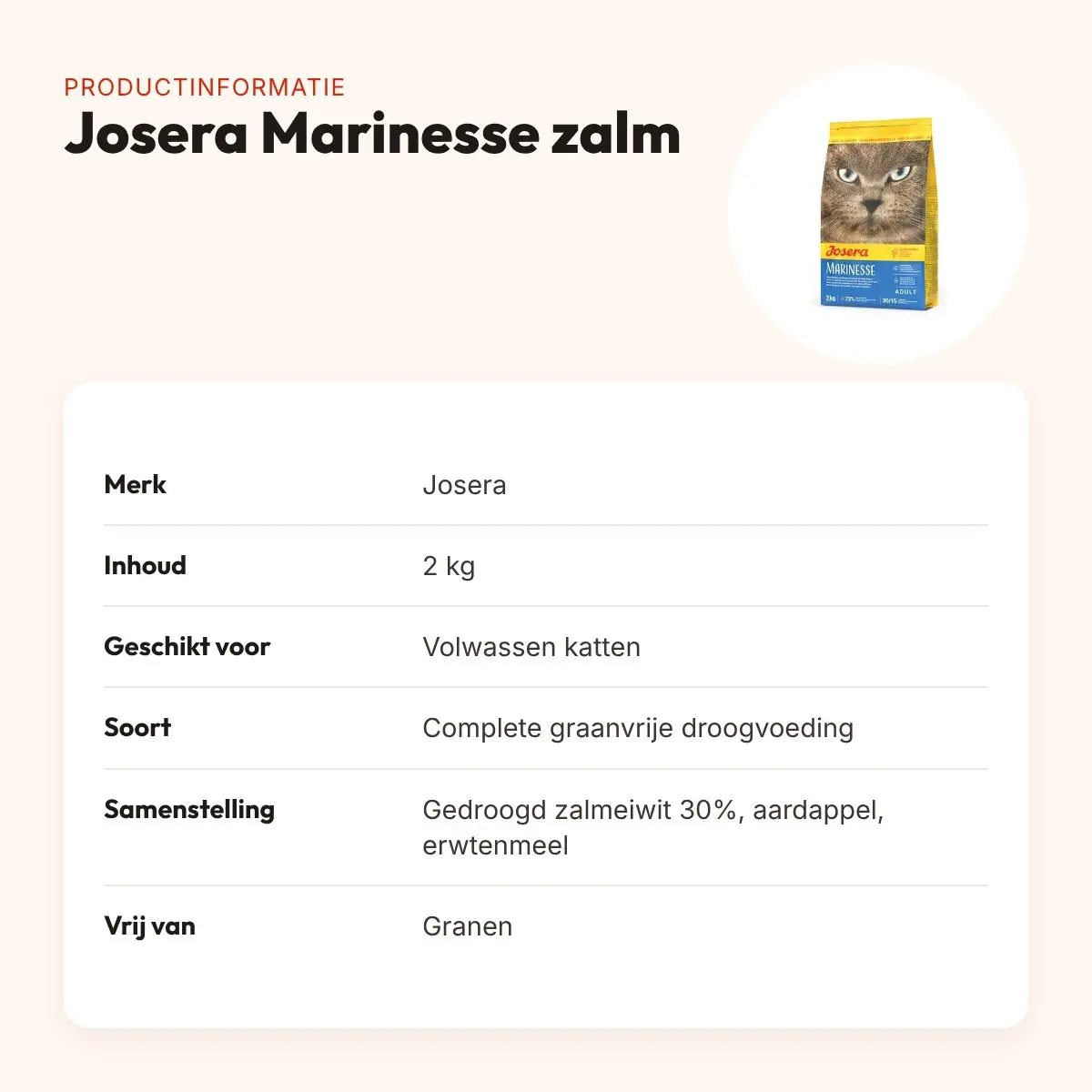 Josera Marinesse kattenvoer 2 kg – graanvrij, met zalm – productinformatie