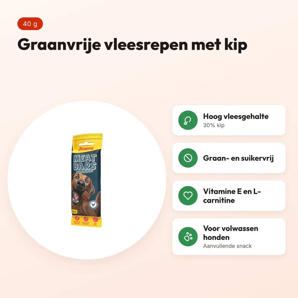 Josera Meat Bars kip 40 g – graanvrije hondensnack – voordelen