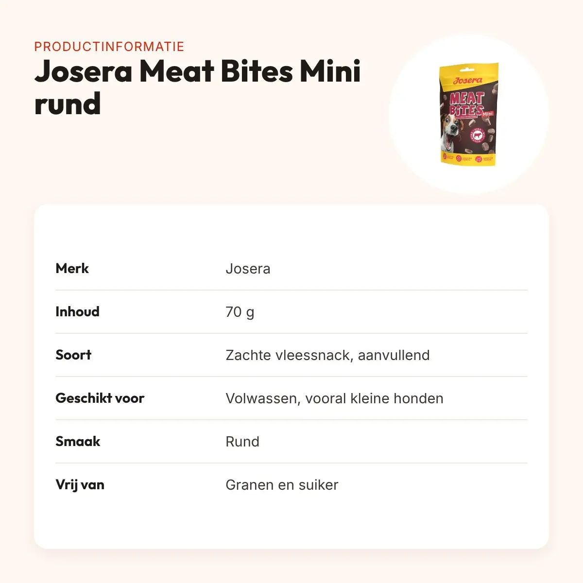 Josera Meat Bites Mini rund 70 g – zachte hondensnack – productinformatie