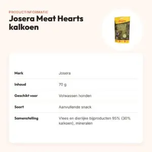 Josera Meat Hearts kalkoen 70 g – zachte trainingssnack – productinformatie