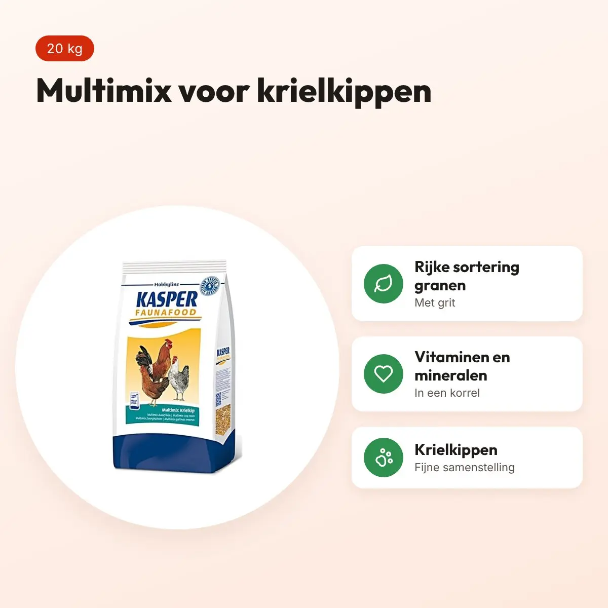 Kasper Faunafood Hobbyline Multimix Krielkip 20 kg – voordelen