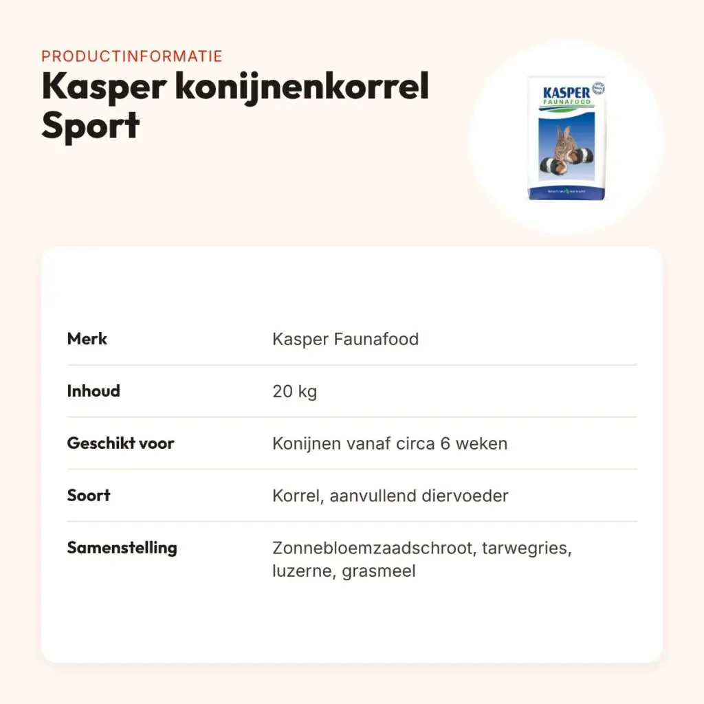Kasper Faunafood konijnenkorrel Sport 20 kg – met coccidiostaticum – productinformatie