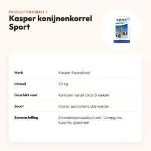 Kasper Faunafood konijnenkorrel Sport 20 kg – met coccidiostaticum – productinformatie