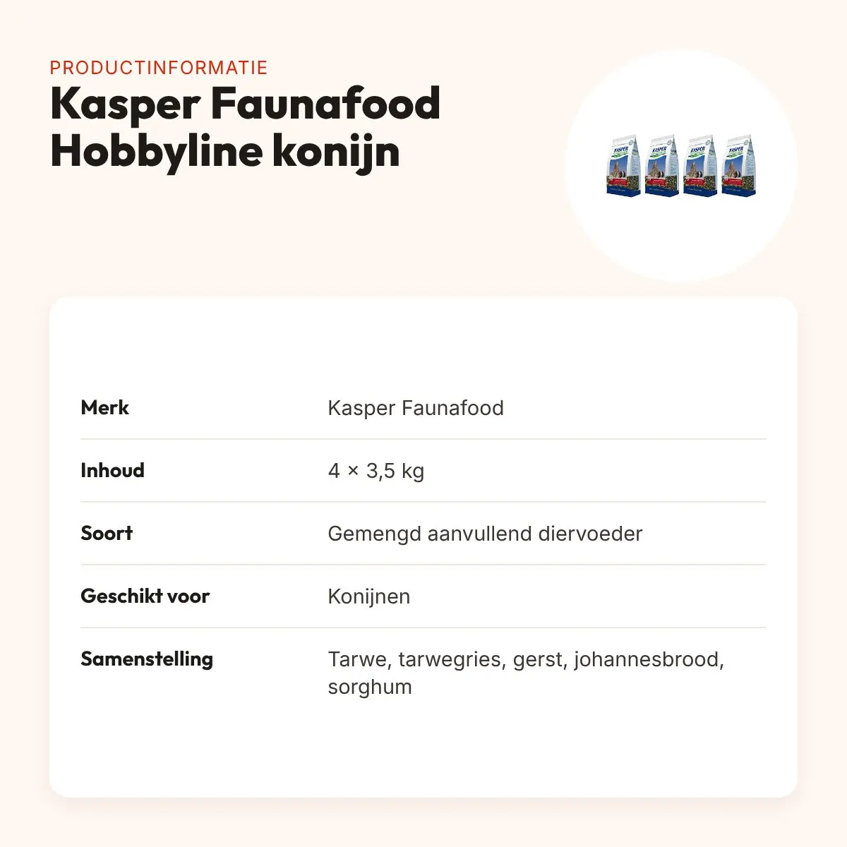 Kasper Faunafood konijnenvoer Hobbyline gemengd 3,5 kg – multipack 4 stuks – productinformatie