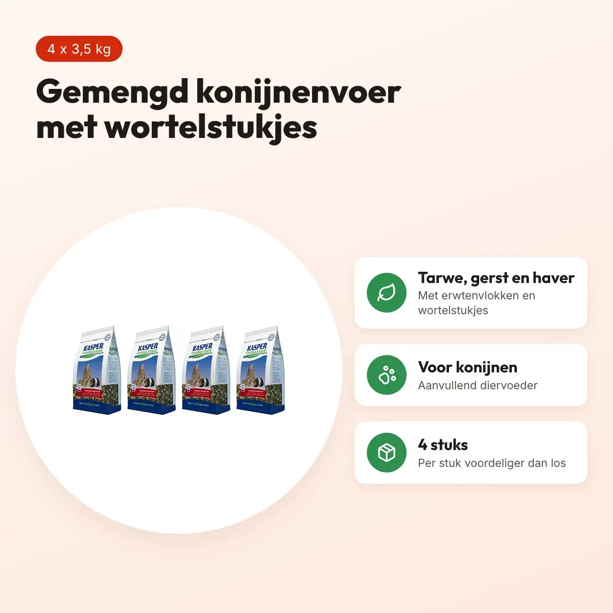Kasper Faunafood konijnenvoer Hobbyline gemengd 3,5 kg – multipack 4 stuks – voordelen