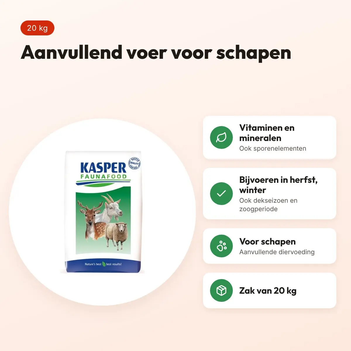 Kasper Faunafood schapenkorrel onderhoud 20 kg – aanvullend schapenvoer – voordelen