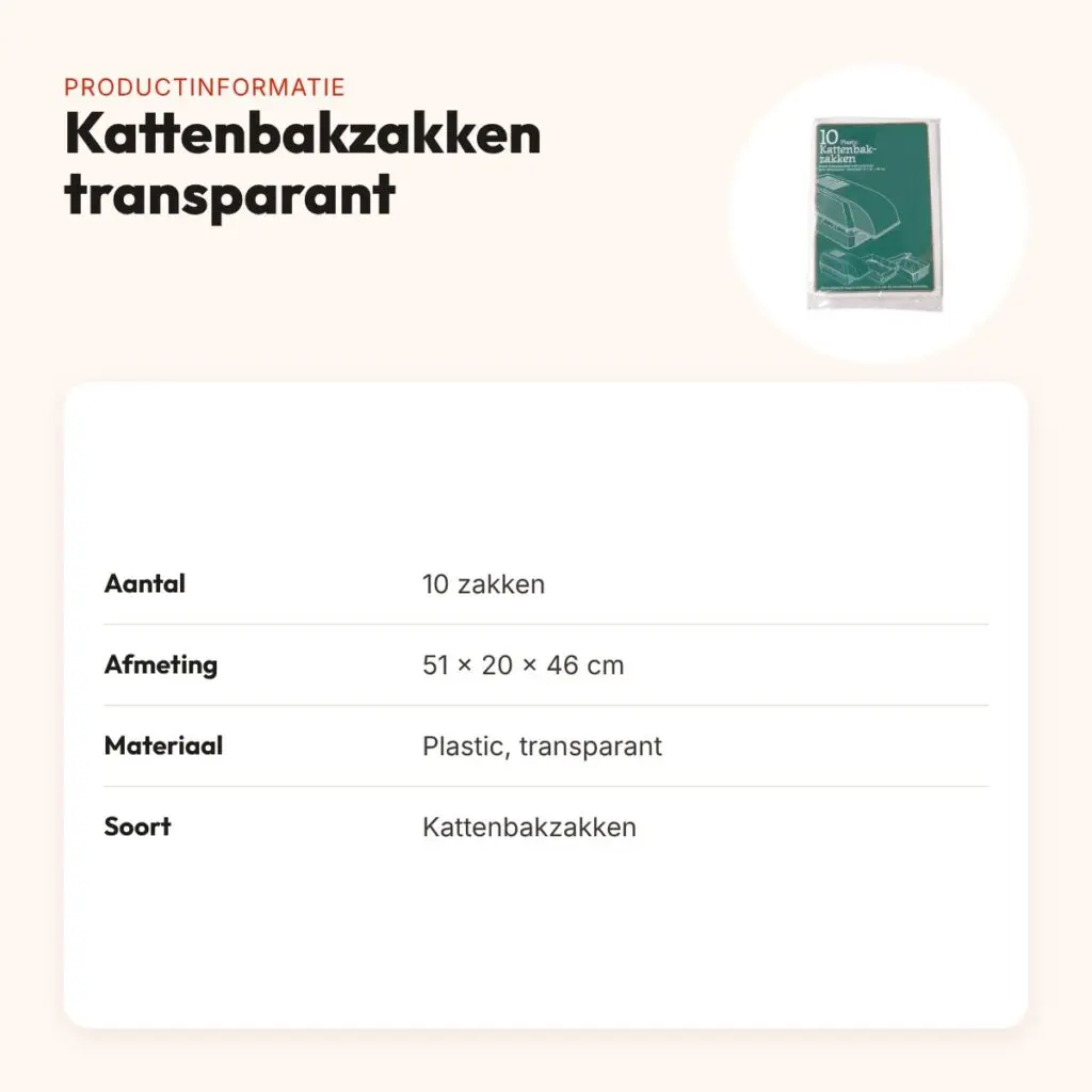 Kattenbakzakken transparant 51 x 20 x 46 cm – 10 stuks – productinformatie