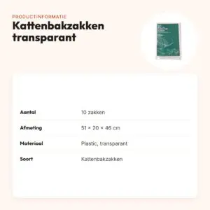 Kattenbakzakken transparant 51 x 20 x 46 cm – 10 stuks – productinformatie