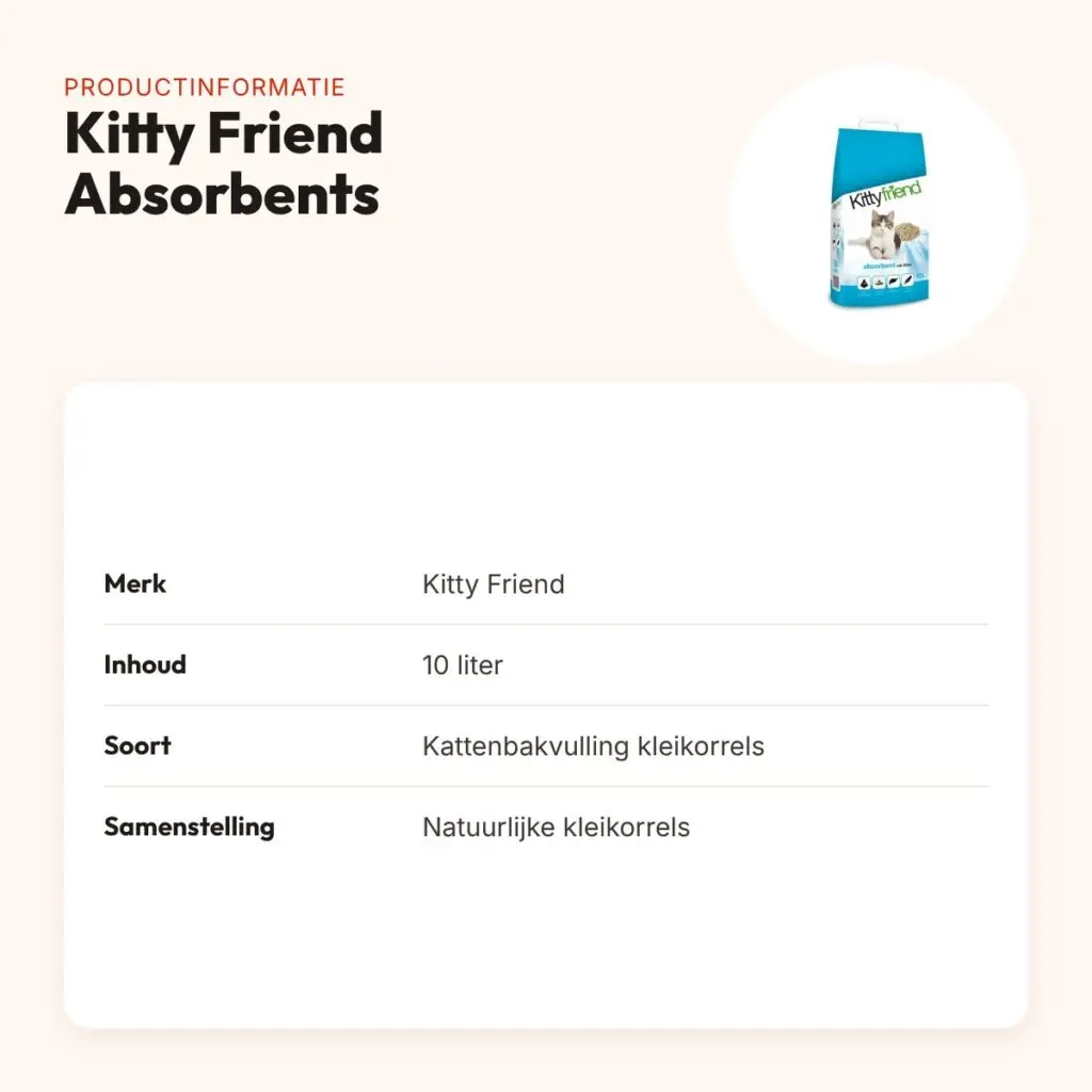 Kitty Friend Absorbents kattenbakvulling kleikorrels 10 liter – productinformatie