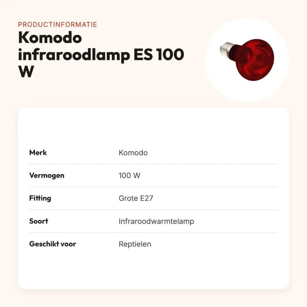 Komodo infraroodwarmtelamp ES 100 W E27 – voor reptielen – productinformatie