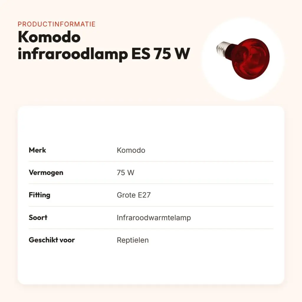Komodo infraroodwarmtelamp ES 75 W E27 – voor reptielen – productinformatie