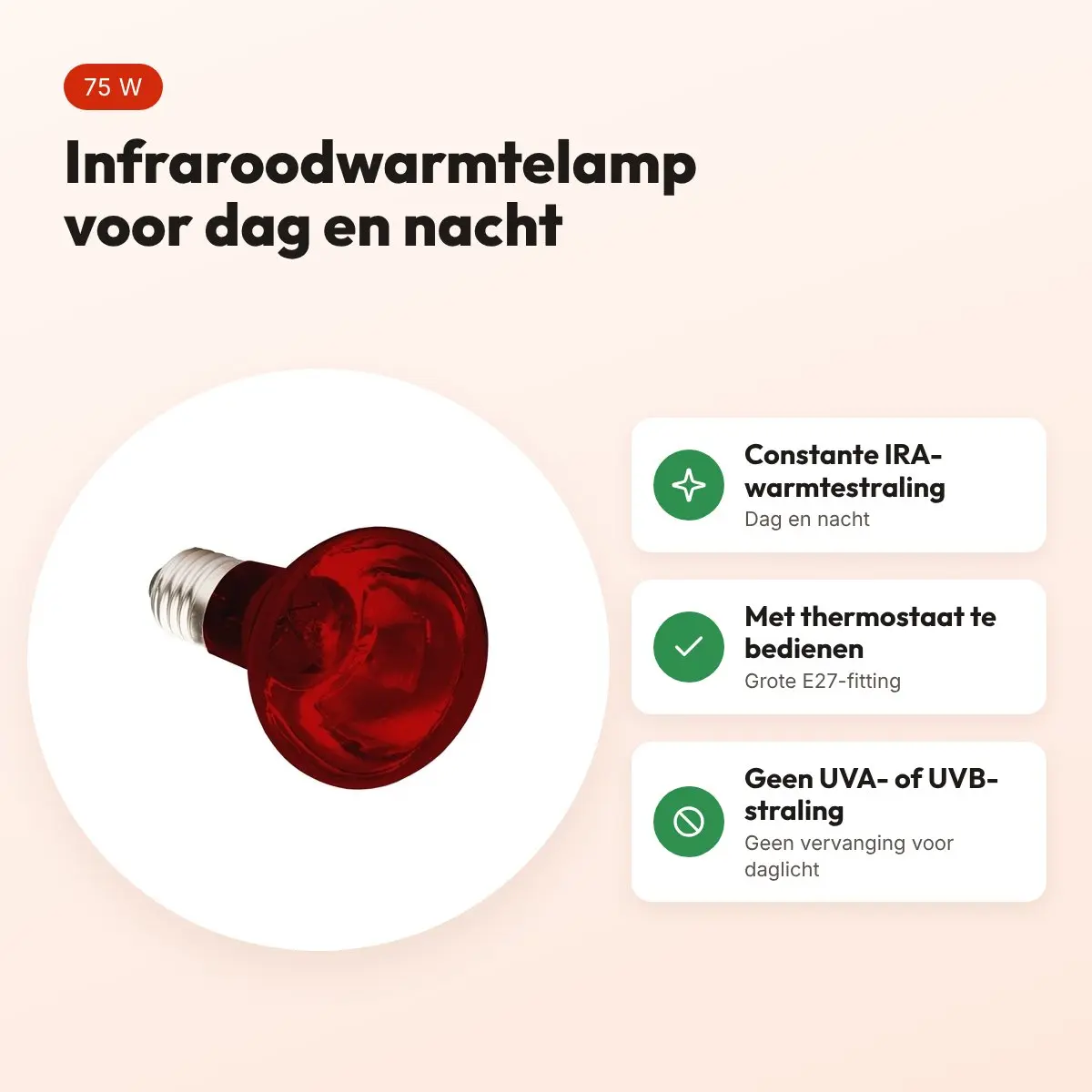 Komodo infraroodwarmtelamp ES 75 W E27 – voor reptielen – voordelen