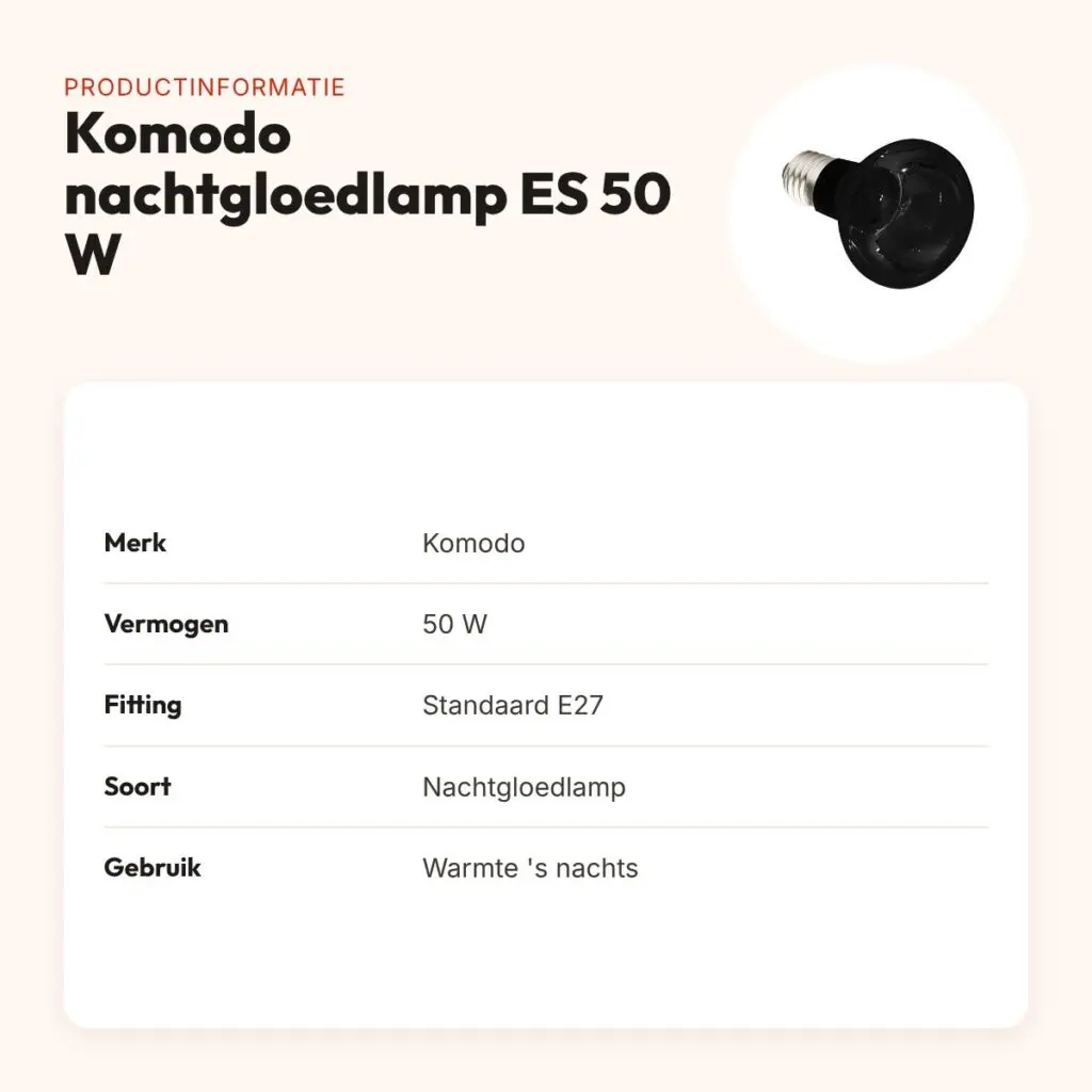 Komodo nachtgloedlamp ES 50 W E27 – maanlichtachtige gloed voor terrarium – productinformatie