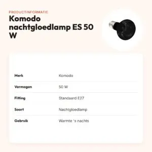 Komodo nachtgloedlamp ES 50 W E27 – maanlichtachtige gloed voor terrarium – productinformatie