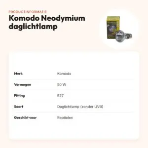 Komodo Neodymium daglichtlamp ES 50 W E27 – zonder UVB – productinformatie
