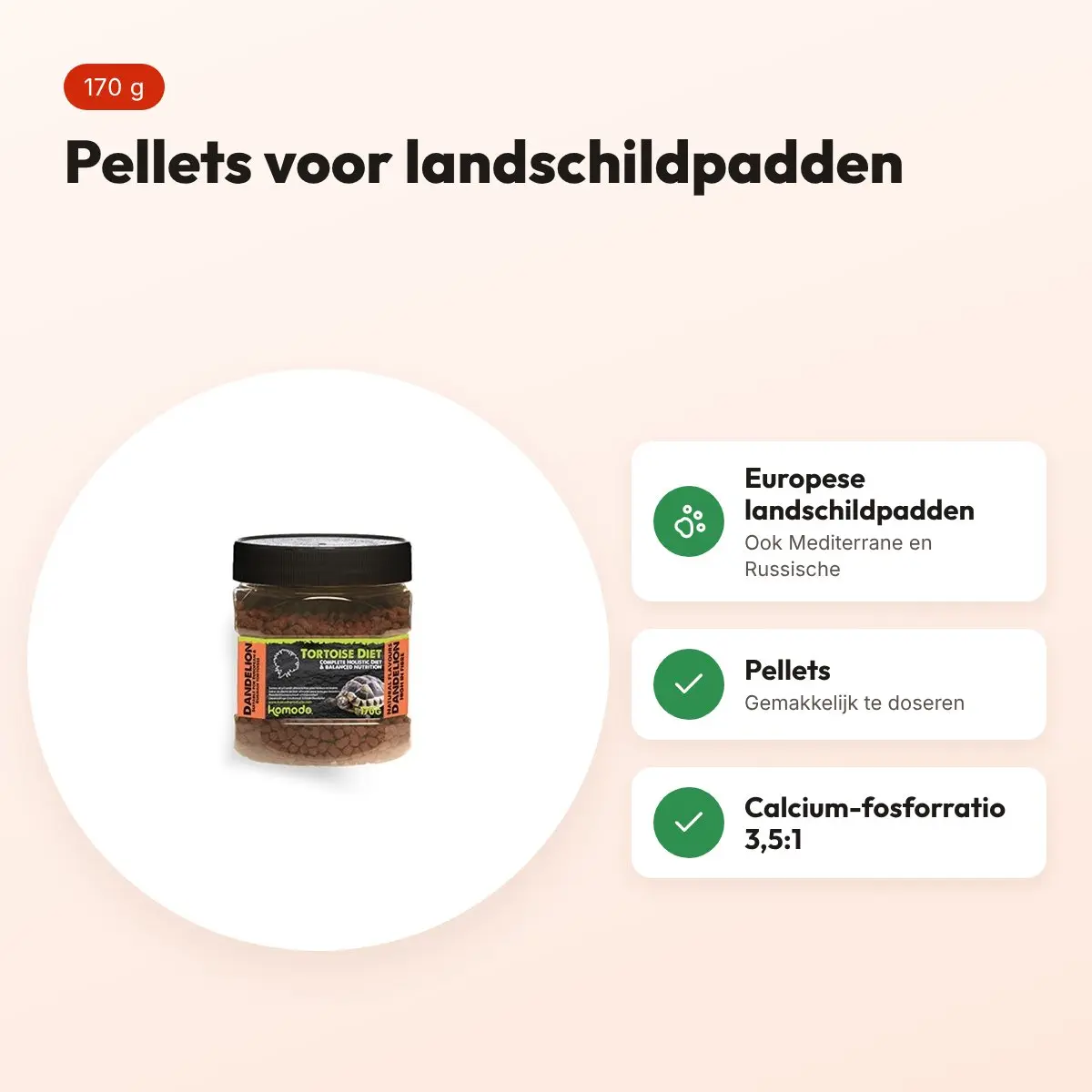 Komodo schildpaddenvoer paardenbloem 170 g – pellets voor landschildpadden – voordelen