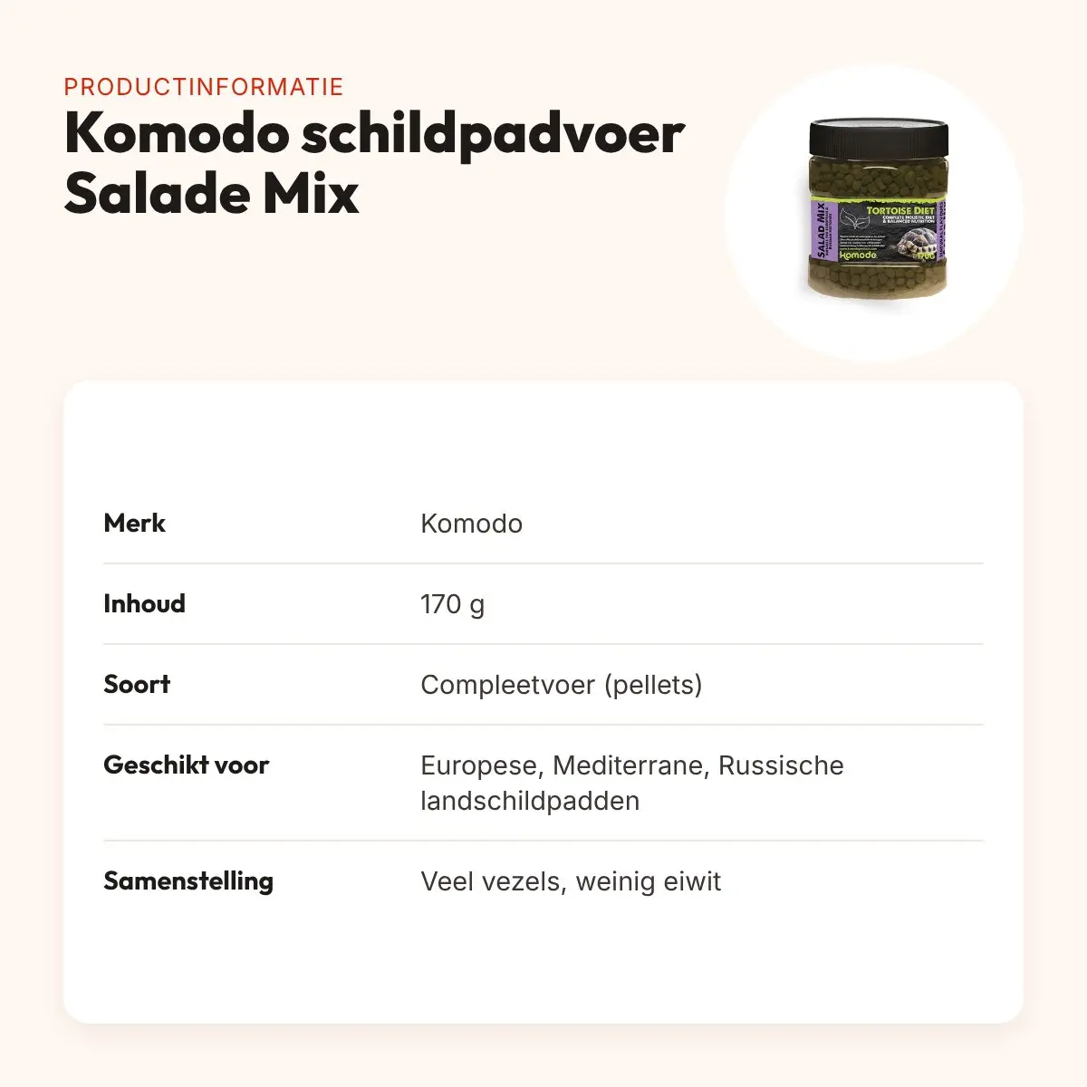 Komodo schildpadvoer Salade Mix 170 g – compleetvoer landschildpadden – productinformatie