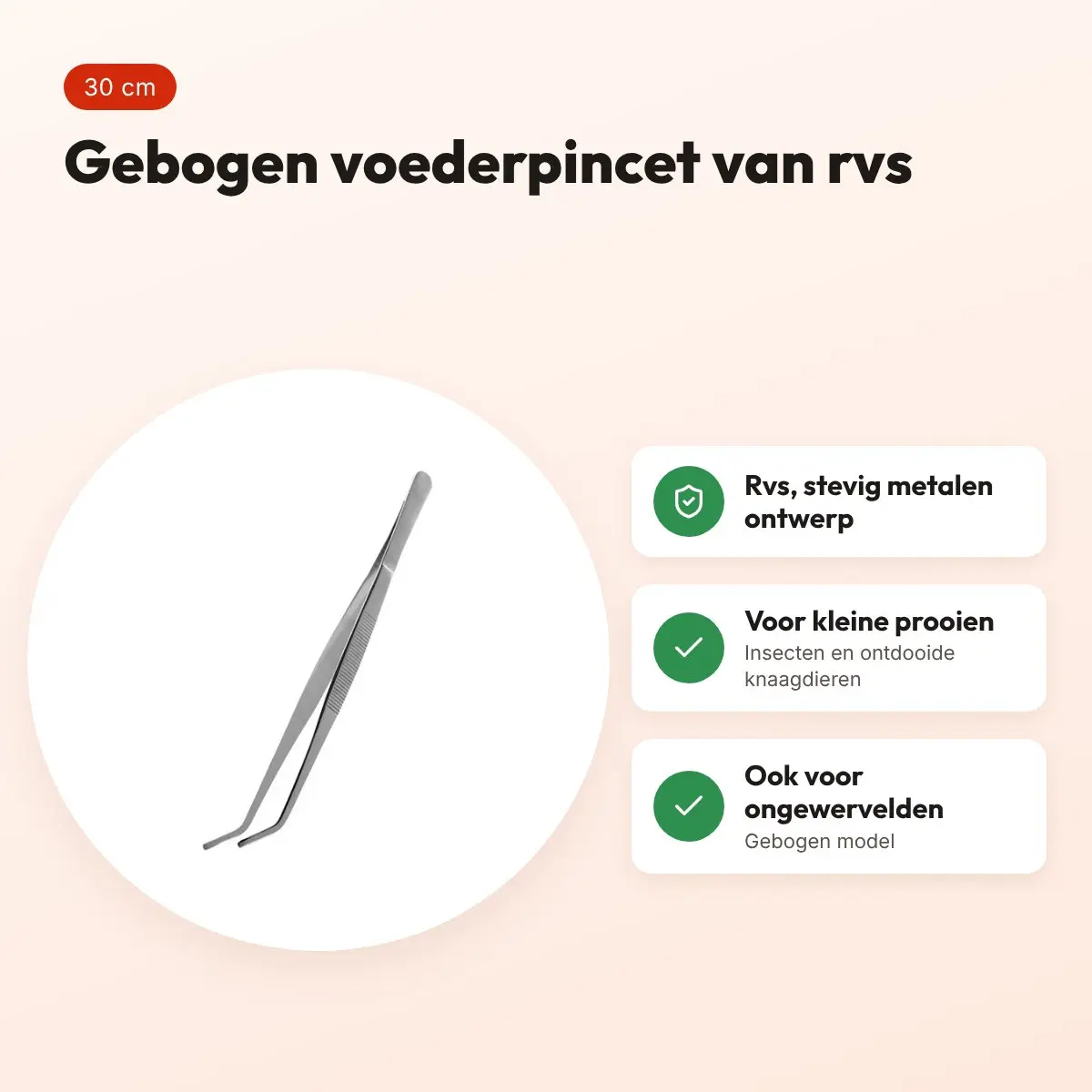 Komodo voederpincet gebogen 30 cm – rvs – voordelen