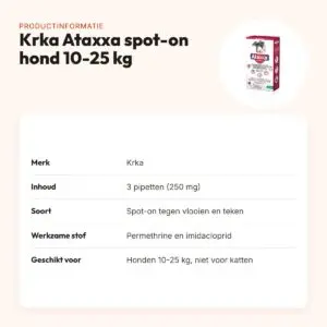 Krka Ataxxa spot-on hond 10-25 kg 250 mg – 3 pipetten – productinformatie