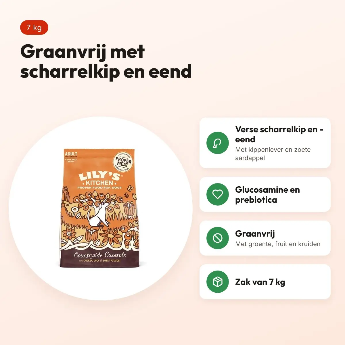 Lily's Kitchen hondenvoer Countryside Casserole 7 kg – kip en eend – voordelen