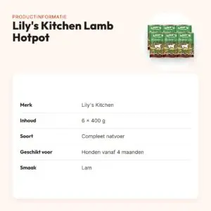 Lily's Kitchen hondenvoer Lamb Hotpot 6 x 400 g – natvoer met 60% lam – productinformatie