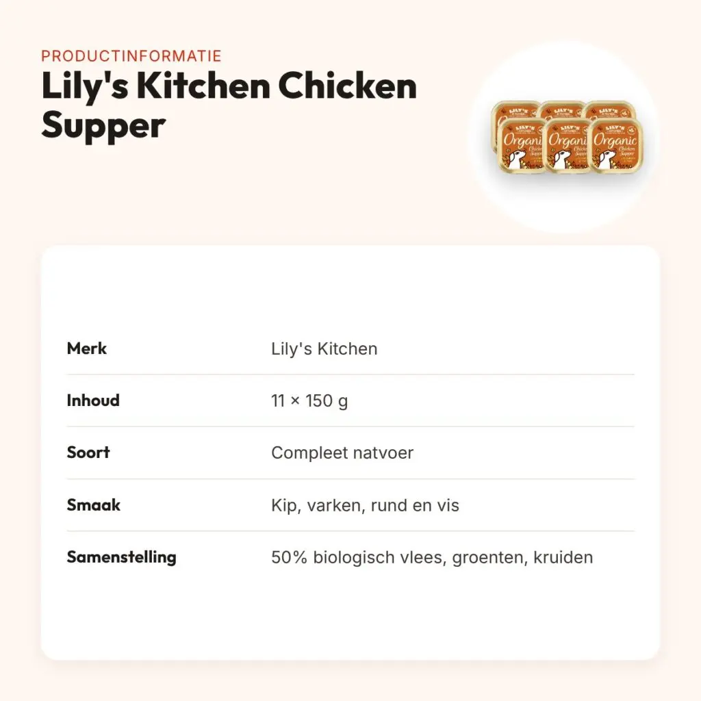 Lily's Kitchen hondenvoer Organic Chicken Supper 11 x 150 g – natvoer – productinformatie