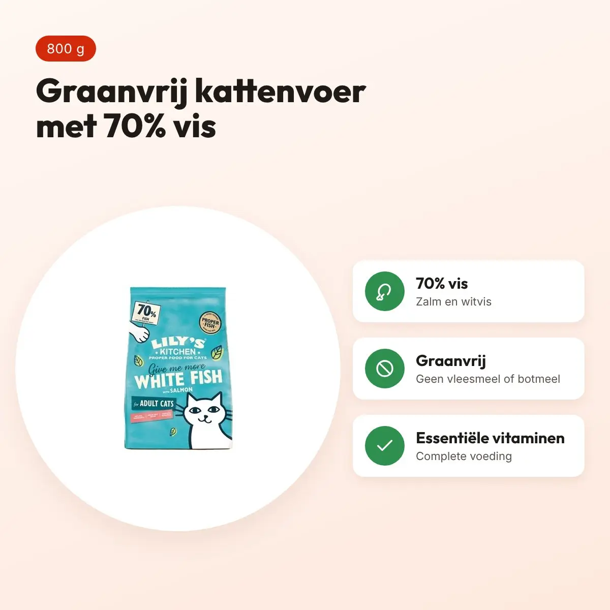 Lily's Kitchen kattenvoer Fisherman's Feast Vis 800 g – graanvrij – voordelen