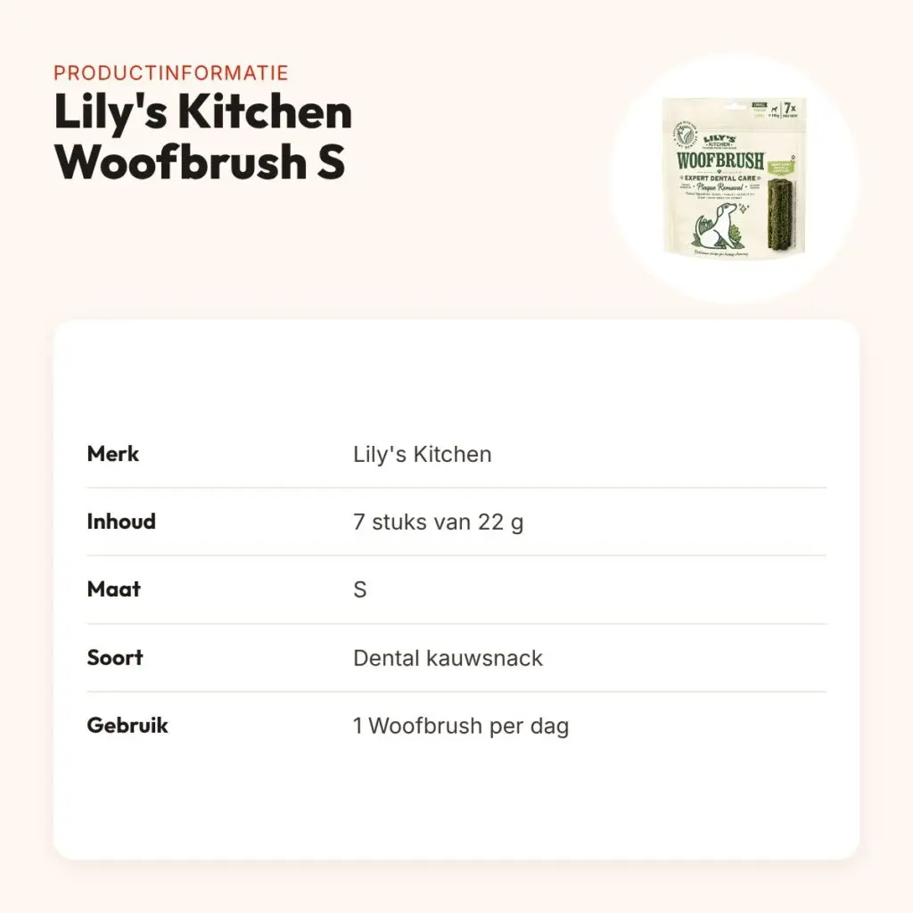 Lily's Kitchen Woofbrush Dental Care kauwsnack S 7 x 22 g – productinformatie
