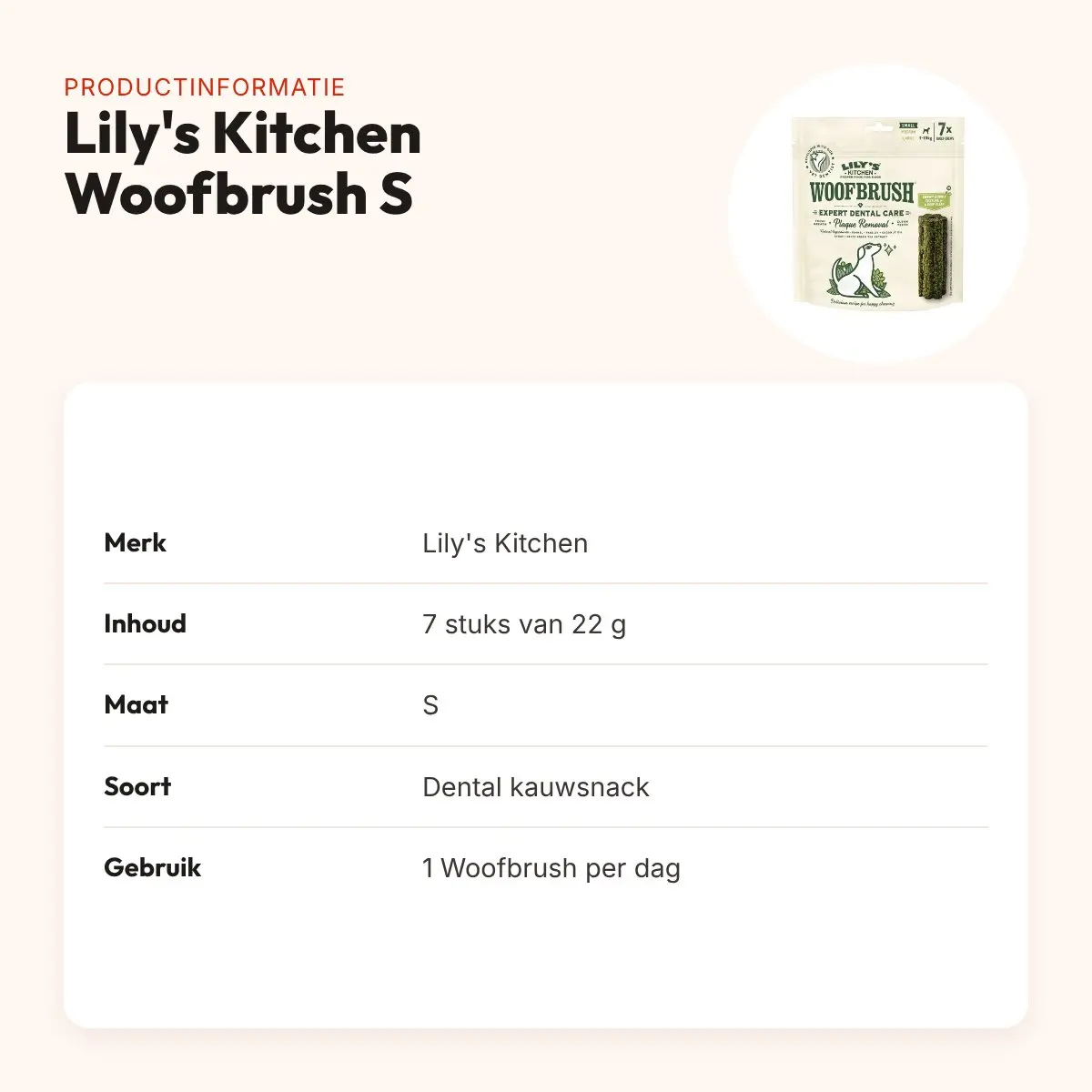 Lily's Kitchen Woofbrush Dental Care kauwsnack S 7 x 22 g – productinformatie