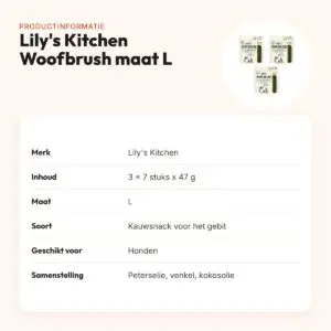 Lily's Kitchen Woofbrush kauwsnack L 47 g – multipack 3 x 7 stuks – productinformatie
