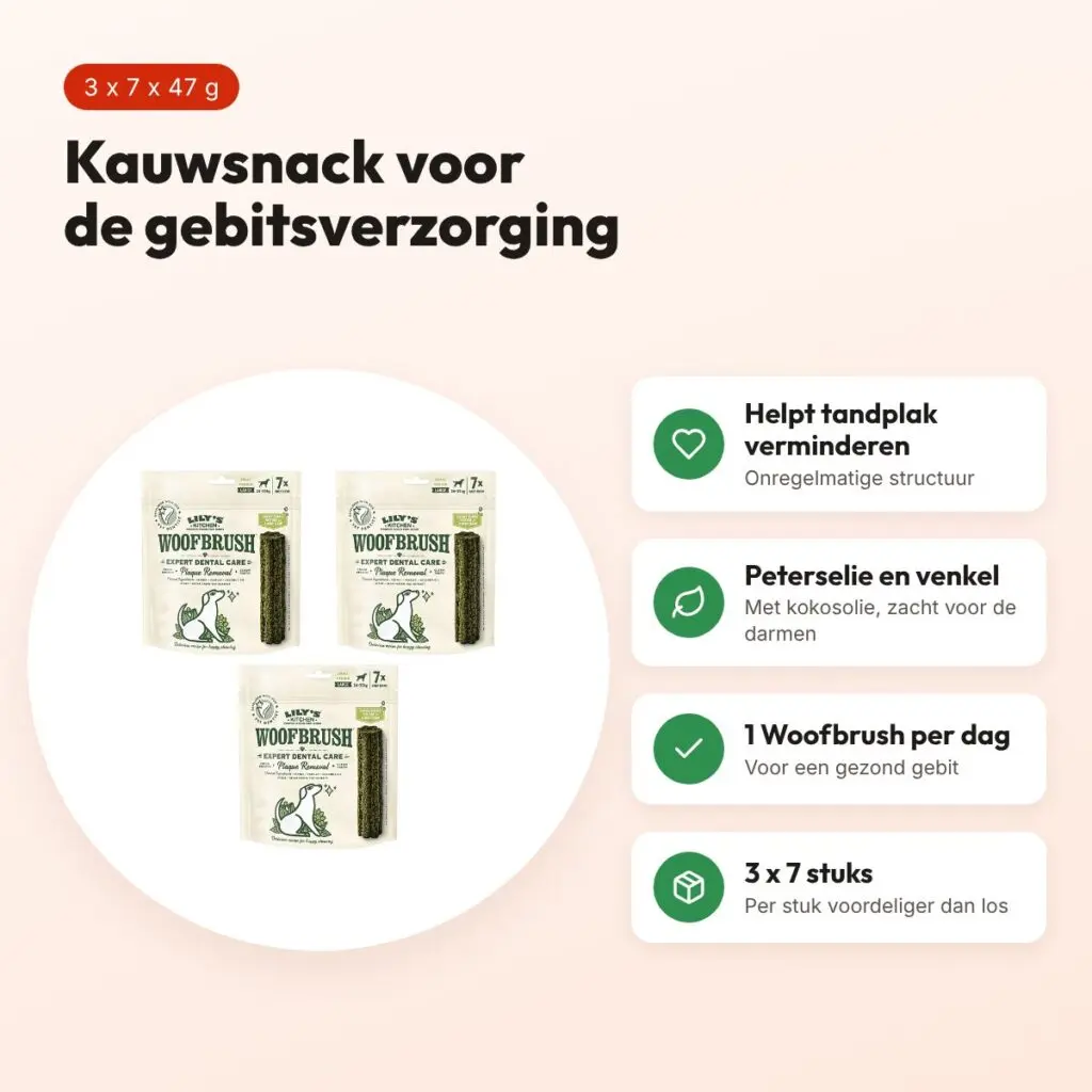 Lily's Kitchen Woofbrush kauwsnack L 47 g – multipack 3 x 7 stuks – voordelen