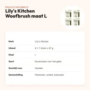 Lily's Kitchen Woofbrush kauwsnack L 47 g – multipack 4 x 7 stuks – productinformatie