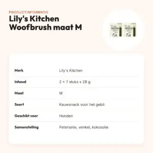 Lily's Kitchen Woofbrush kauwsnack M 28 g – multipack 2 x 7 stuks – productinformatie