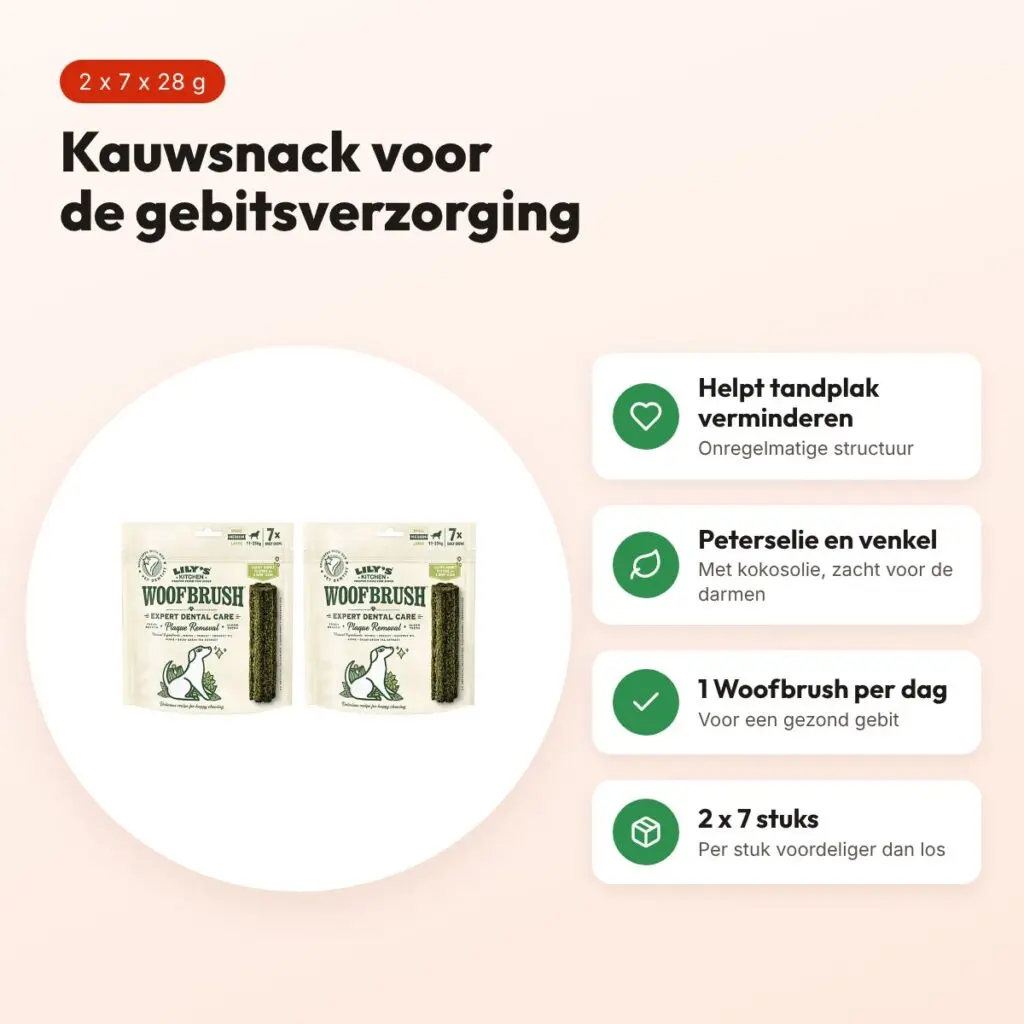 Lily's Kitchen Woofbrush kauwsnack M 28 g – multipack 2 x 7 stuks – voordelen
