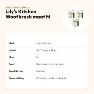 Lily's Kitchen Woofbrush kauwsnack M 28 g – multipack 3 x 7 stuks – productinformatie