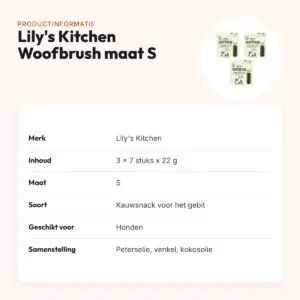 Lily's Kitchen Woofbrush kauwsnack S 22 g – multipack 3 x 7 stuks – productinformatie