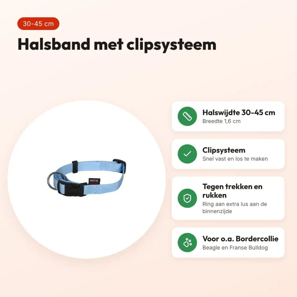 Martin Basic halsband nylon blauw 30-45 cm – maat S – voordelen